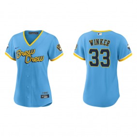 Women's Milwaukee Brewers Jesse Winker Powder Blue City Connect Replica Jersey