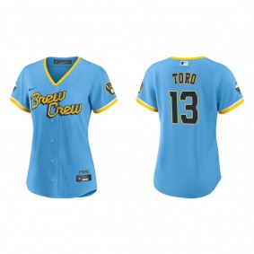 Women's Abraham Toro Milwaukee Brewers Powder Blue City Connect Replica Jersey