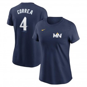 Women's Minnesota Twins Carlos Correa Navy 2024 City Connect Fuse Name & Number T-Shirt