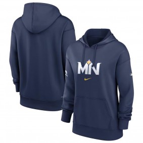 Women's Minnesota Twins Navy 2024 City Connect Authentic Collection Practice Pullover Hoodie