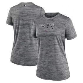 Women's New York Mets Charcoal 2024 City Connect Authentic Collection Performance Practice Velocity T-Shirt