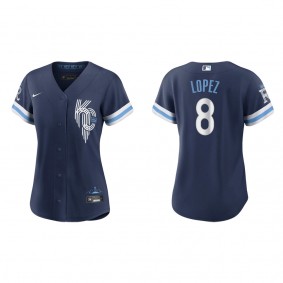 Women's Kansas City Royals Nicky Lopez Navy 2022 City Connect Replica Jersey