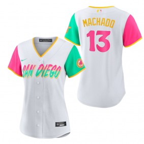 Women's San Diego Padres Manny Machado White 2022 City Connect Replica Jersey