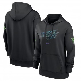 Women's Tampa Bay Rays Black 2024 City Connect Authentic Collection Practice Pullover Hoodie