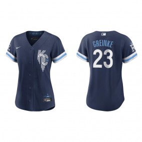 Women's Kansas City Royals Zack Greinke Navy 2022 City Connect Replica Jersey