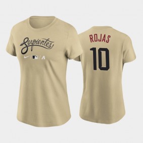 Women's 2021 City Connect Arizona Diamondbacks Gold Wordmark #10 Josh Rojas T-Shirt