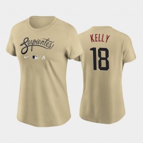 Women's 2021 City Connect Arizona Diamondbacks Gold Wordmark #18 Carson Kelly T-Shirt