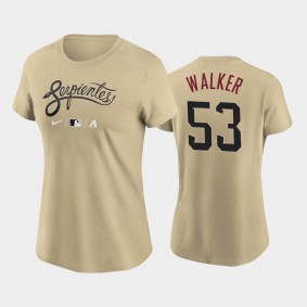 Women's 2021 City Connect Arizona Diamondbacks Gold Wordmark #53 Christian Walker T-Shirt