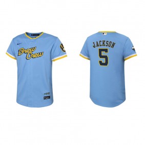 Youth Milwaukee Brewers Alex Jackson Powder Blue 2022 City Connect Replica Jersey