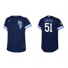 Youth Kansas City Royals Brady Singer Navy 2022 City Connect Replica Jersey