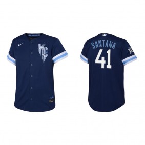 Youth Kansas City Royals Carlos Santana Navy 2022 City Connect Replica Jersey