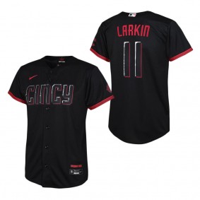 Youth Cincinnati Reds Barry Larkin Nike Black 2023 City Connect Replica Player Jersey