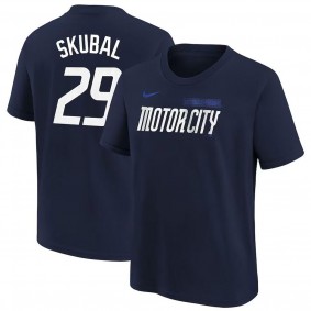 Youth Detroit Tigers Tarik Skubal Navy 2024 City Connect Name & Number T-Shirt