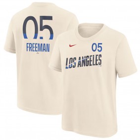 Youth Los Angeles Dodgers Freddie Freeman Cream 2024 City Connect Name & Number T-Shirt