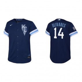 Youth Edward Olivares Kansas City Royals Navy City Connect Replica Jersey