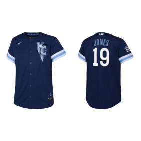 Youth Kansas City Royals JaCoby Jones Navy 2022 City Connect Replica Jersey