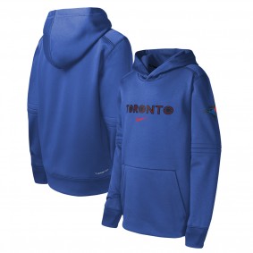 Youth Toronto Blue Jays Royal 2024 City Connect Practice Graphic Performance Pullover Hoodie